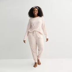 Plus Size Sonoma Goods For Life® 2 Pack Pajama Top & Pajama Bottoms Set -Sonoma Goods For Life Shop 7711977 Pink Fairisle
