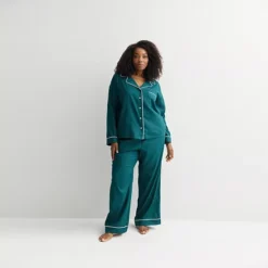 Plus Size Sonoma Goods For Life® 2-pc. Woven Notch Pajama Top & Pajama Bottoms Set -Sonoma Goods For Life Shop 7713872 Dark Sea