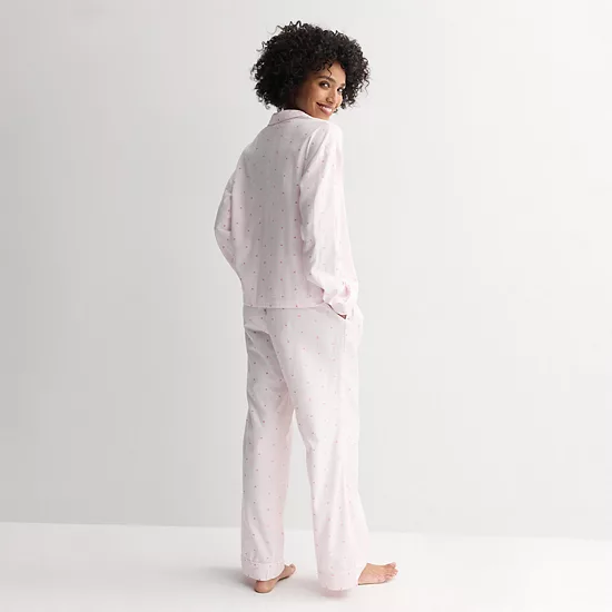 Women's Sonoma Goods For Life® Woven Notch 2-pc. Pajama Top & Pajama Bottoms Set 4 Women's Sonoma Goods For Life® Woven Notch 2-pc. Pajama Top & Pajama Bottoms Set - Image 2