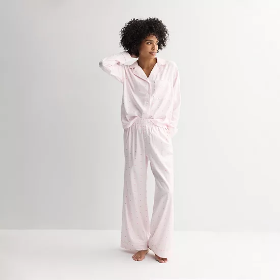 Women's Sonoma Goods For Life® Woven Notch 2-pc. Pajama Top & Pajama Bottoms Set 5 Women's Sonoma Goods For Life® Woven Notch 2-pc. Pajama Top & Pajama Bottoms Set - Image 3