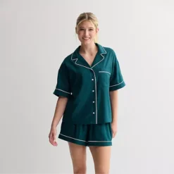 Women's Sonoma Goods For Life® Short Woven Notch 2-pc. Pajama Top And Pajama Shorts Set 18 Women's Sonoma Goods For Life® Short Woven Notch 2-pc. Pajama Top And Pajama Shorts Set -Sonoma Goods For Life Shop 7713874 Dark Sea