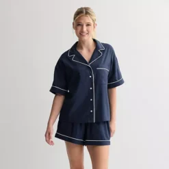 Women's Sonoma Goods For Life® Short Woven Notch 2-pc. Pajama Top And Pajama Shorts Set 17 Women's Sonoma Goods For Life® Short Woven Notch 2-pc. Pajama Top And Pajama Shorts Set -Sonoma Goods For Life Shop 7713874 Seattle Navy