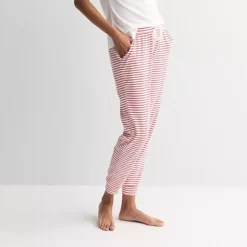Women's Sonoma Goods For Life® Ribbed Cuffed Holiday Pajama Pants -Sonoma Goods For Life Shop 7723680 Red Stripe