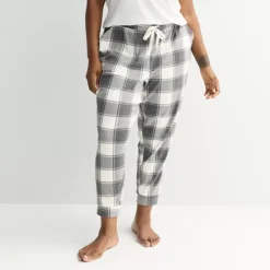 Plus Size Sonoma Goods For Life® Ribbed Cuffed Pajama Pants -Sonoma Goods For Life Shop 7723681 Grey Check
