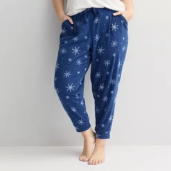 Plus Size Sonoma Goods For Life® Ribbed Cuffed Pajama Pants -Sonoma Goods For Life Shop 7723681 Navy Snow