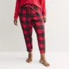 Plus Size Sonoma Goods For Life® Ribbed Cuffed Pajama Pants -Sonoma Goods For Life Shop 7723681 Red Check