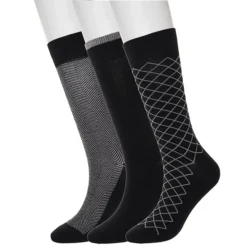 Men's Sonoma Goods For Life® 3-pk. Crew Socks -Sonoma Goods For Life Shop 7734974 Black Check Str Hb