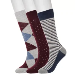 Men's Sonoma Goods For Life® 3-pk. Crew Socks -Sonoma Goods For Life Shop 7734974 Burg Blue Arg Dot Str