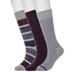 Men's Sonoma Goods For Life® 3-pk. Crew Socks -Sonoma Goods For Life Shop 7734974 Grey Maroon Neat