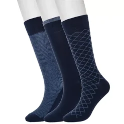 Men's Sonoma Goods For Life® 3-pk. Crew Socks -Sonoma Goods For Life Shop 7734974 Navy Check Str Hb