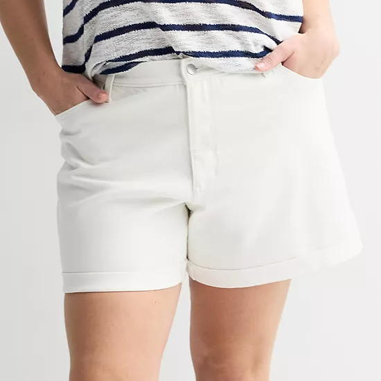 Plus Size Sonoma Goods For Life Curvy Mid-Rise Roll Cuff Shorts 4 Plus Size Sonoma Goods For Life Curvy Mid-Rise Roll Cuff Shorts - Image 2