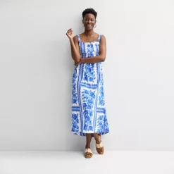 Women's Sonoma Goods For Life® Pintuck Tank Maxi Dress -Sonoma Goods For Life Shop 7885335 Royal Blue Floral